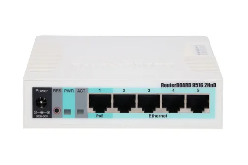 MikroTik RB951G-2HnD | Router WiFi | 2,4GHz, 5x RJ45 1000Mb/s, 1x USB Standardy sieci bezprzewodowejIEEE 802.11n