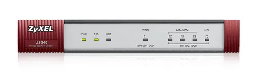 Zyxel USG40 Sicherheits-Firewall | Sicherheits-Gateway | 4x RJ45 1000Mb/s, 1x OPT, 1x USB Rodzaj zasilania urządzeniaZasilacz