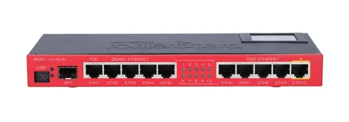 MikroTik RB2011UiAS-IN | Router | 5x RJ45 100Mb/s, 5x RJ45 1000Mb/s, 1x SFP, 1x USB, LCD Ilość portów LAN1x [1G (SFP)]
