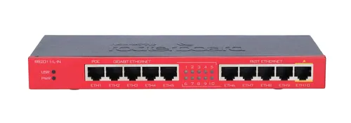MikroTik RB2011iL-IN | Router | 5x RJ45 100Mb/s, 5x RJ45 1000Mb/s Ilość portów LAN5x [10/100M (RJ45)]
