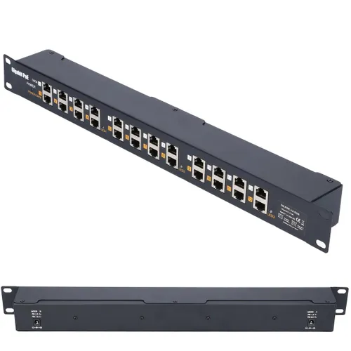 Extralink 12 Port | PoE инжектор Gigabit Ethernet | 12x 1000Mb/s RJ45, установка в стойку Ilość portów LAN12x [10/100/1000M (RJ45)]
