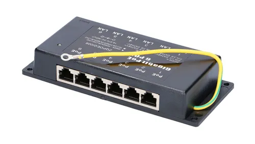 Extralink 6 Portový  | Gigabit PoE Injector | 6x 1000Mb/s RJ45 Diody LEDZasilanie
