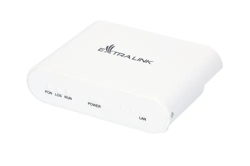 Extralink Jowisz | ONT | 1x EPON, 1x RJ45 1000Mb/s, Chipset Cortina Diody LEDLAN, Link, Zasilanie, Awaria prądu, Status, Uplink