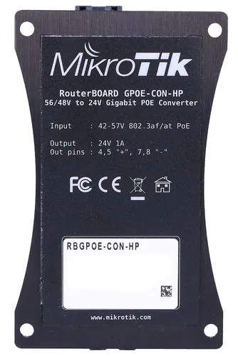 MikroTik RBGPOE-CON-HP | Konvertor napětí | PoE, 48V pro 24V Napięcie42 - 57