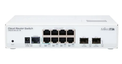 MikroTik CRS210-8G-2S+IN | Switch | 10x RJ45 1000Mb/s, 2x SFP+ Ilość portów LAN10x [10/100/1000M (RJ45)]
