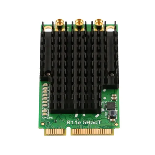 MikroTik R11e-5HacT | miniPCI-e Card | AC1300, 5GHz, 3x MMCX Standardy komunikacyjneIEEE 802.11a, IEEE 802.11ac, IEEE 802.11n