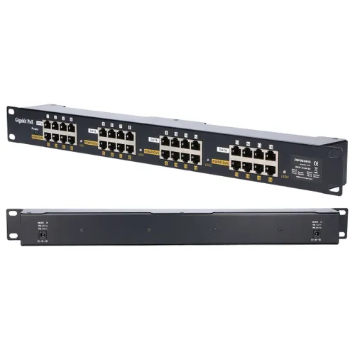 Extralink 16 Port | PoE инжектор Gigabit Ethernet | 16x 1000Mb/s RJ45, установка в стойку Ilość portów LAN16x [10/100/1000M (RJ45)]
