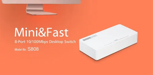 Totolink S808 | Switch | 8x RJ45 100Mb/s, Desktop Diody LEDDziałanie, Link, Zasilanie