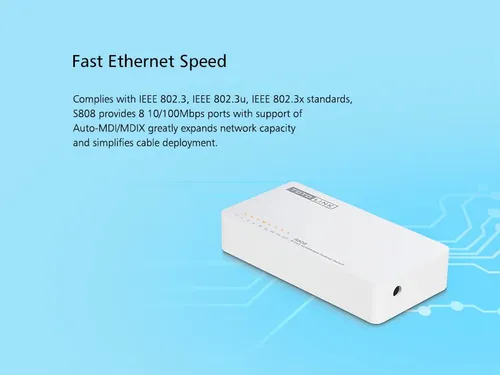 Totolink S808 | Switch | 8x RJ45 100Mb/s, Desktop Głębokość produktu132