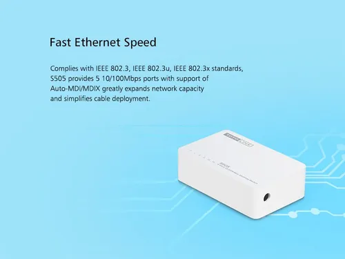 Totolink S505 | Schalter | 5x RJ45 100Mb/s, Desktop Funkcje DHCPDHCP server
