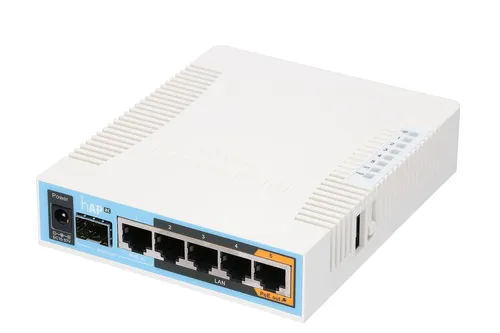 MikroTik hAP ac | WiFi Router | RB962UiGS-5HacT2HnT,  Banda Dupla , 5x RJ45 1000Mb/s, 1x SFP, 1x PoE Ilość portów Ethernet LAN (RJ-45)5