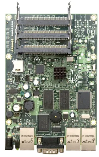 MikroTik RB433AH | Router | 3x RJ45 100Mb/s, 3x miniPCI, 1x microSD Ilość portów LAN3x [10/100M (RJ45)]
