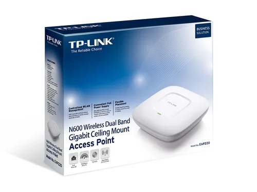 TP-Link EAP220 | Access point | N600, 1x RJ45 1000Mb/s Standard sieci LANGigabit Ethernet 10/100/1000 Mb/s