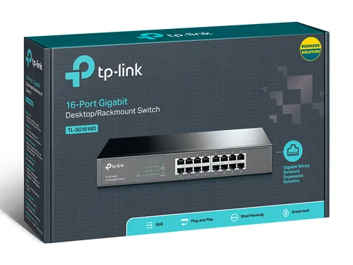 TP-Link TL-SG1016D Anahtari, 16x RJ45 Gigabit 1000Mb/s, Rack, Yönetilmeyen Ilość sztuk w opakowaniu1-pack