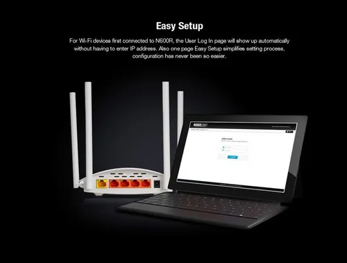 Totolink N600R | WiFi Router | 600Mb/s, 2,4GHz, MIMO, 5x RJ45 100Mb/s, 4x 5dBi Dopuszczalna wilgotność względna5 - 90