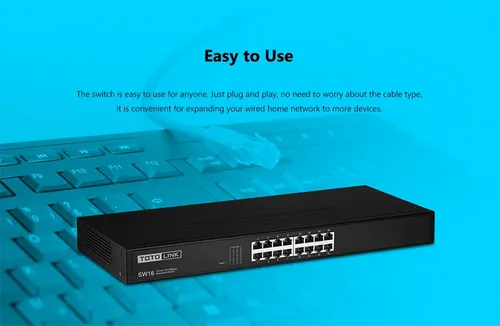 TOTOLINK SW16 16 PORT 10/100MBPS UNMANAGED SWITCH Kolor produktuCzarny
