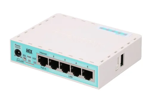 MikroTik hEX RB750Gr3 | Router | 5x RJ45 1000Mb/s, 1x USB Diody LEDZasilanie