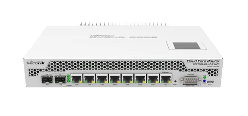 MikroTik CCR1009-7G-1C-1S+PC | Router | 8x RJ45 1000Mb/s, 2x SFP, 1x USB Ilość portów LAN8x [10/100/1000M (RJ45)]
