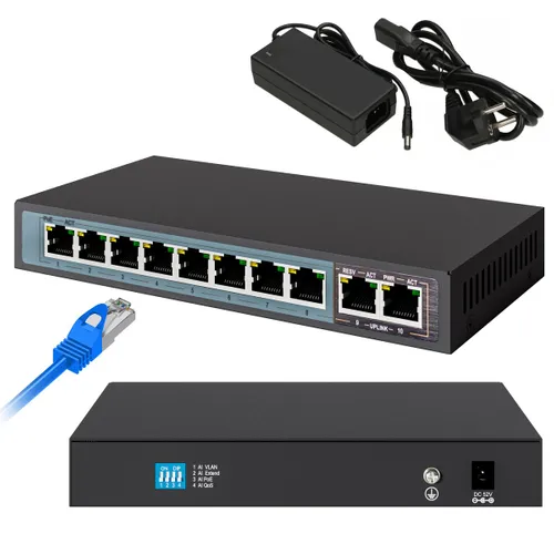 Extralink CERES | PoE Коммутатор | 8x 100Mb/s PoE/PoE+, 2x RJ45 Uplink 100Mb/s, 96W Ilość portów LAN10x [10/100M (RJ45)]
