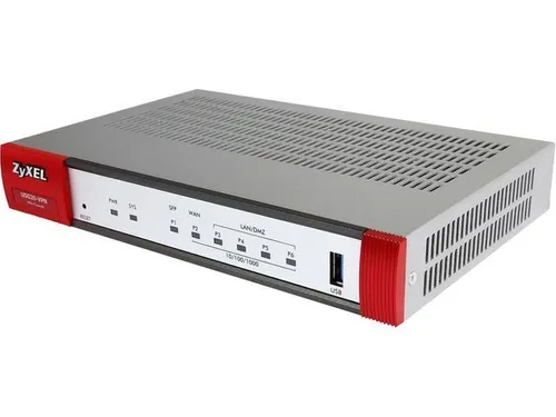 Zyxel USG20-VPN | Brama zabezpieczająca | 5x RJ45 1000Mb/s, 1x SFP, 1x USB Ilość portów LAN4x [10/100/1000M (RJ45)]
