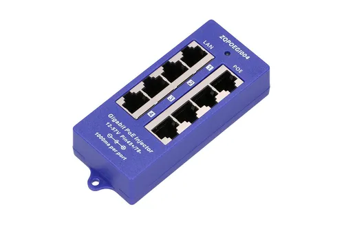 Extralink 4 Portowy | Gigabit PoE Injector | 4x 1000Mb/s RJ45 Prędkość transmisji danychGigabit Ethernet