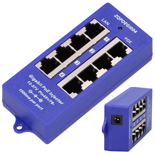 Extralink 4 портовый | PoE инжектор Gigabit Ethernet | 4x 1000Mb/s RJ45 Ilość portów LAN4x [10/100/1000M (RJ45)]
