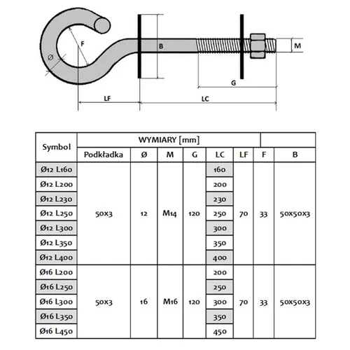 Extralink | Hook | for hanging brackets 12/350mm 6