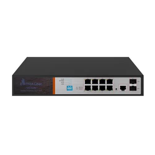 Extralink VICTOR | Switch PoE | 8x Gigabit PoE/PoE+, 2x SFP, 1x Port Konsolowy, 150W, Zarządzalny Ilość portów LAN2x [1G (SFP)]
