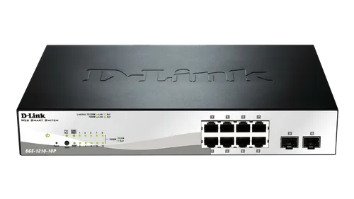 D-LINK DGS-1210-10P | Switch | 8x RJ45 1000Mb/s, 2x SFP Ilość portów PoE8x [802.3af/at (1G)]
