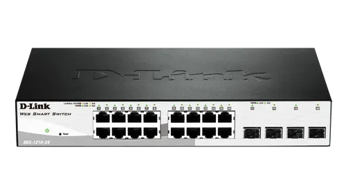 DGS-1210-20 | Switch | 16x RJ45 1000Mb/s, 4x SFP Ilość portów LAN16x [10/100/1000M (RJ45)]
