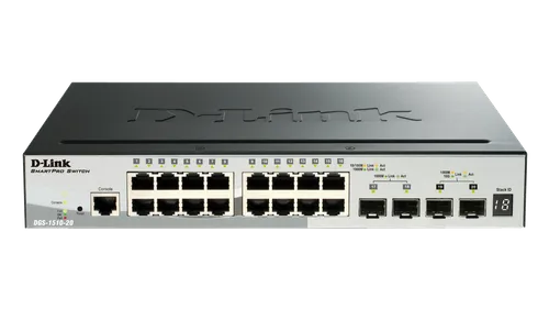 D-LINK DGS-1510-20 | Switch | 16x RJ45 1000Mb/s, 2x SFP+, 2x SFP Ilość portów LAN16x [10/100/1000M (RJ45)]
