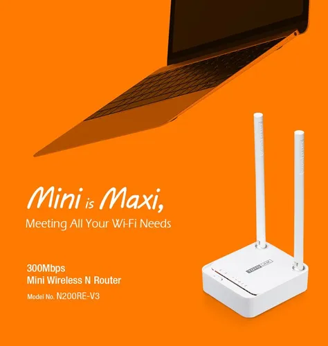 Totolink N200RE V3 | Router WiFi | 300Mb/s, 2,4GHz, 3x RJ45 100Mb/s, 2x 5dBi Diody LEDProcesor, LAN, Sieć WAN, WLAN