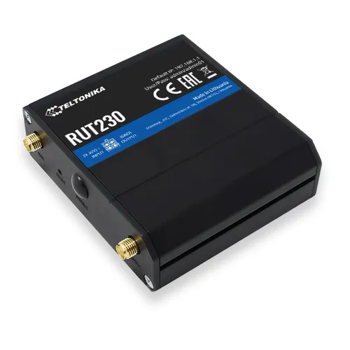 Teltonika RUT230 | Industrial 3G Router | 2x LAN 100Mb/s, WiFi 150Mb/s, 2,4GHz, RUT230 01E000 Ilość portów LAN2x [10/100M (RJ45)]
