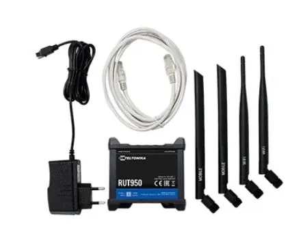 Teltonika RUT950 | Industrial 4G LTE router | Cat.4, WiFi, Dual Sim, 1x WAN, 3X LAN, RUT950 U022C0 Ilość portów LAN4x [10/100M (RJ45)]
