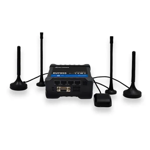 Teltonika RUT955 | Profesjonalny przemysłowy router 4G LTE | Cat.4, WiFi, Dual Sim, GPS, 1x WAN, 3X LAN, Antena GPS, RUT955 T033B0 Ilość portów LAN4x [10/100M (RJ45)]
