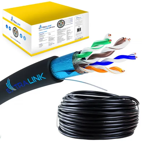 Extralink CAT5E FTP (F/UTP) V2 Externí | Síťový kabel s krouceným párem | 305M Długość305m