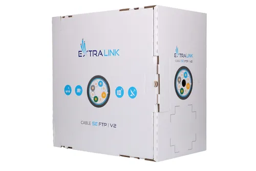 Extralink CAT5E FTP (F/UTP) V2 Zewnętrzny | Kabel sieciowy skrętka | 305M Kategoria kablaKat.5e