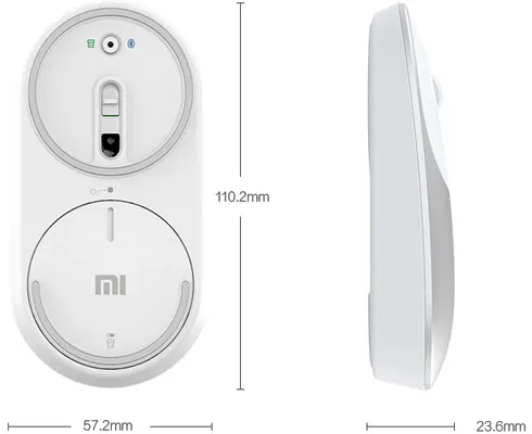 Xiaomi Mi Portable Mouse Gold | Mouse sem fio | Bluetooth, 1200 dpi, prata Głębokość produktu110,2