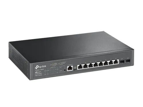 TP-Link T2500G-10MPS | Switch | 8x RJ45 1000Mb/s PoE+, 2x SFP, Rack, Řízený Ilość portów PoE8x [802.3af/at (1G)]
