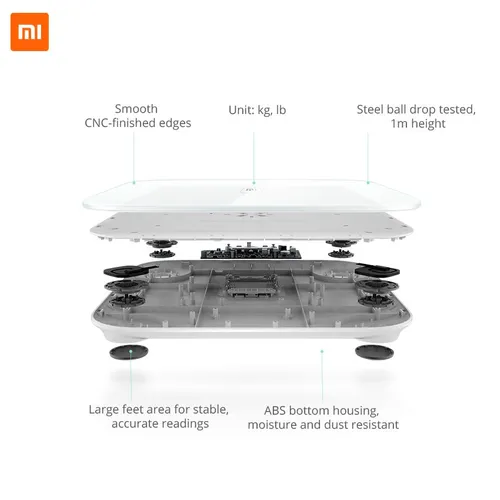 Xiaomi Mi Smart Scale Biała | Inteligentna waga łazienkowa | do 150kg Automatyczne wyłączanie zasilaniaTak