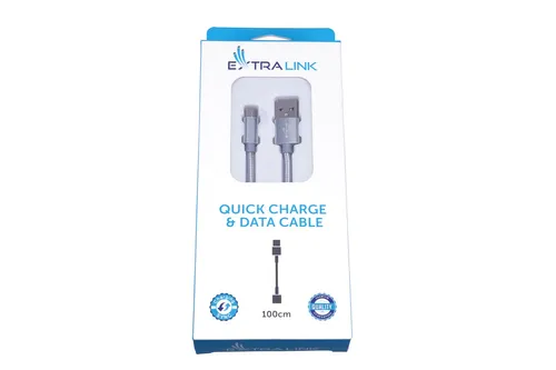 Extralink | Kabel s konektorem  MicroUSB | pro chytré telefony ANDROID, 2A, délka  1M, Pletený, vyztužený, stříbrný Złącze 1Męska