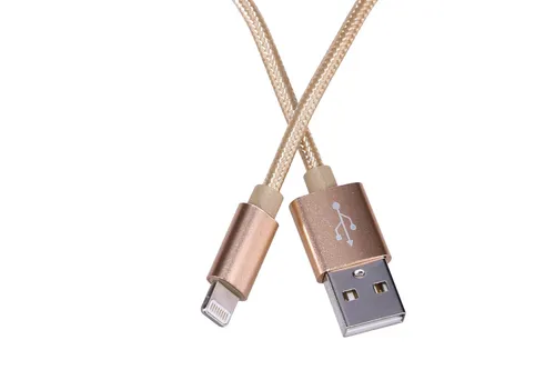 Extralink | Lightning cable | for IPHONE, max. 2A, rice cotton mesh, 1m, gold Ilość1