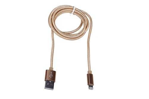 Extralink | Lightning cable | for IPHONE, max. 2A, rice cotton mesh, 1m, gold Typ przewoduRound