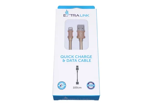 Extralink | Kabel s konektorem  Lightning | pro chytré telefony IPHONE, proud max. 2A, vyztužený copem, 1 m dlouhý, zlatý Złącze 1Męska