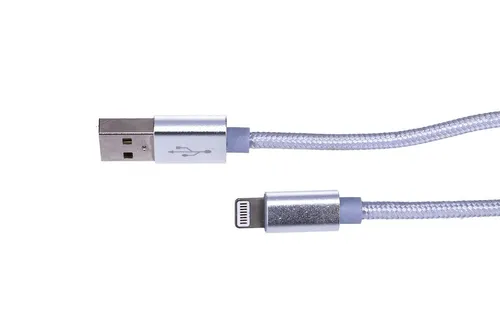 Extralink | Kabel s konektorem  Lightning | pro chytré telefony IPHONE, max. proud 2A, vyztužený, délka 1m, stříbrný Długość kabla1