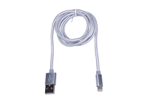 Extralink | Kabel s konektorem  Lightning | pro chytré telefony IPHONE, max. proud 2A, vyztužený, délka 1m, stříbrný Kolor produktuSrebrny