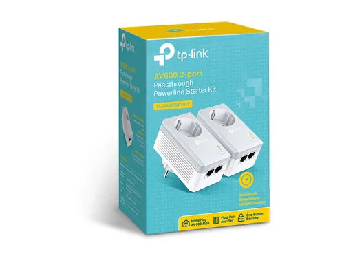 TP-Link TL-PA4020P KIT | Power Line | AV600, 2x RJ45 100Mb/s, S elektrickou zásuvkou, Dva adaptéry Ilość portów LAN2x [10/100/1000M (RJ45)]
