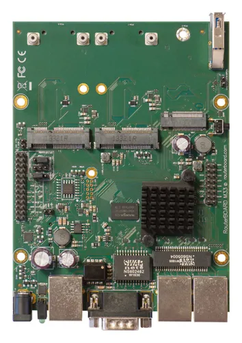 MikroTik RBM33G | Router | 3x RJ45 1000Mb/s, 2x miniPCI-e, 1x USB, 1x microSD, 1x M.2 Ilość portów LAN3x [10/100/1000M (RJ45)]
