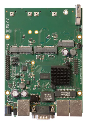 MikroTik RBM33G | Маршрутизатор | 3x RJ45 1000Mb/s, 2x miniPCI-e, 1x USB, 1x microSD, 1x M.2 Ilość portów LAN3x [10/100/1000M (RJ45)]
