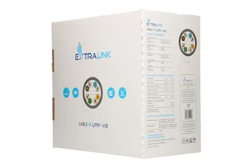 Extralink CAT6 UTP (U/UTP) V2 Innenbereich | Verdrillte Zweidrahtleitung | 305M Kategoria kablaKat.6
